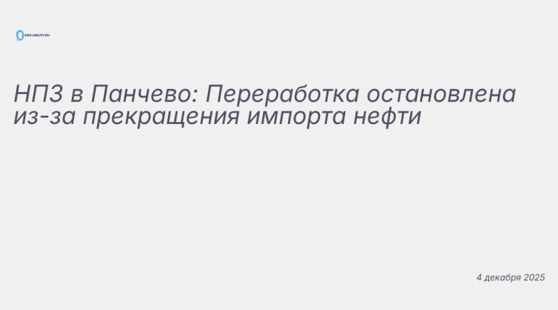 Изображение к новости: НПЗ в Панчево: Переработка остановлена из-за прекр