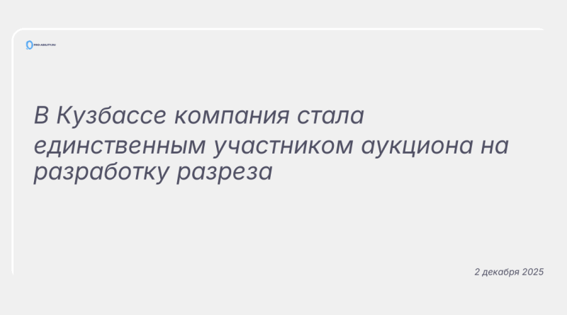 Изображение к новости: В Кузбассе компания стала единственным участником аукциона на разработку разреза