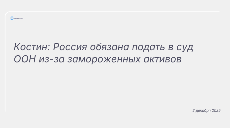 Изображение к новости: Костин: Россия обязана подать в суд ООН из-за замороженных активов