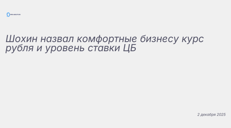 Иллюстрация к новости: Шохин назвал комфортные бизнесу курс рубля и урове